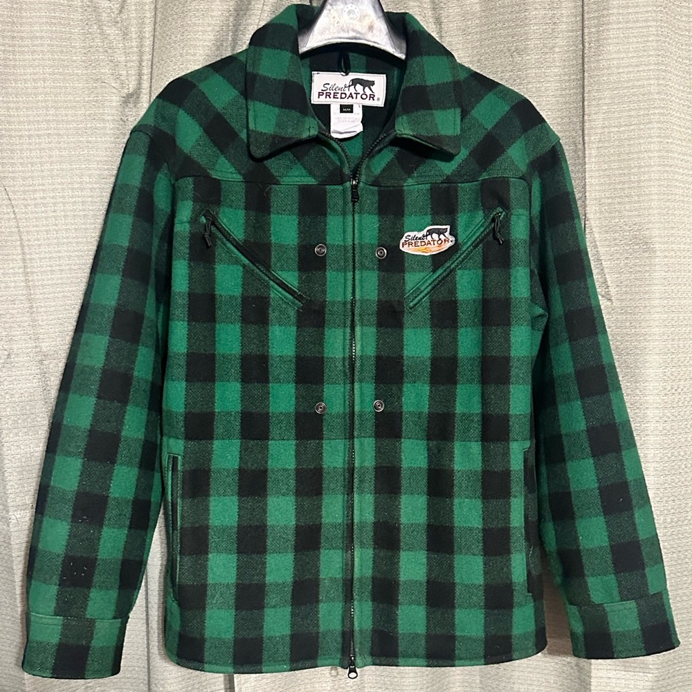Wool plaid Jacket with detachable hunter orange